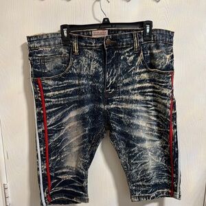 Dash Denim Men's Paint Splashed Distressed Jean Shorts Size 40 Stripe Summer Fun